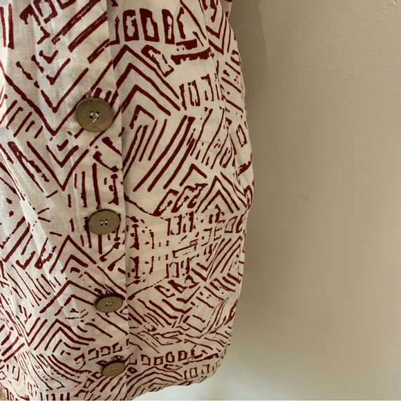 Forever 21 Printed Geometric Side Button Front Linen Rayon Blend Mini Dress - Picture 10 of 12